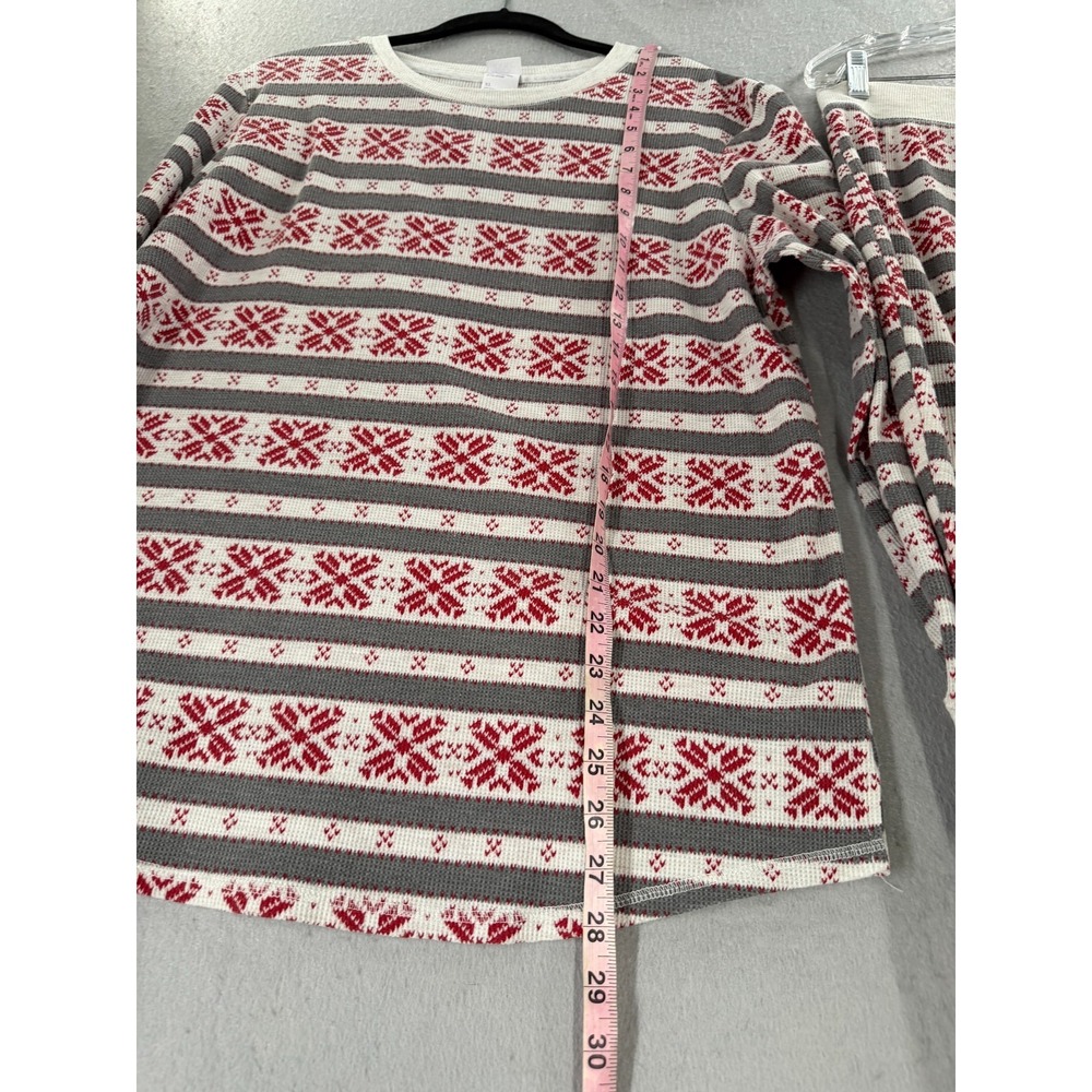 Stars Above Pajama Set Womens XL Gray Red 2 Piece Thermal Snowflakes Long Johns - Picture 8 of 16